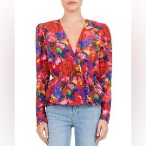 The Kooples Summer Night Floral Silk Blouse Size 2